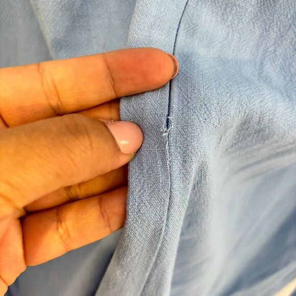 Maree Pour Toi Linen Crepe Stretch Cropped Half Sleeve Belted Blue Jumpsuit 18 - Picture 5 of 9